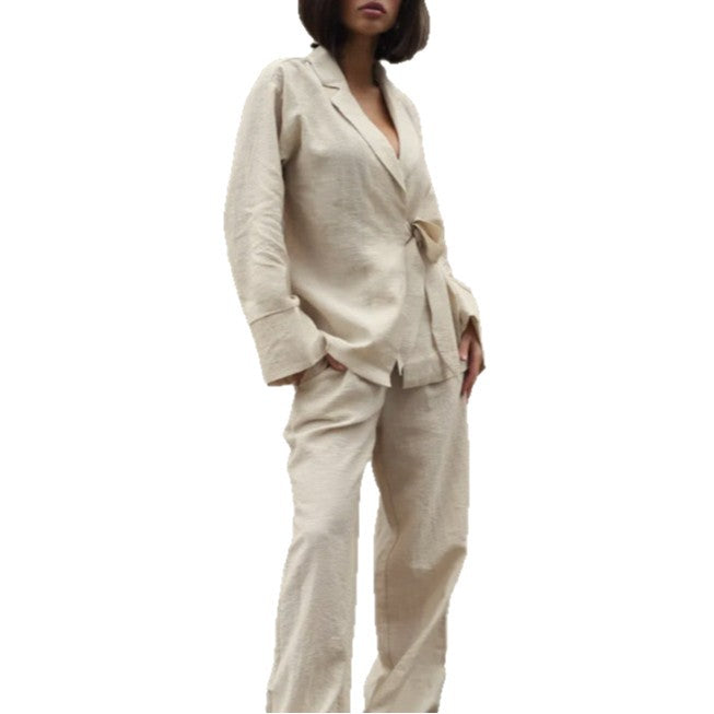 Damen Elegantes Lounge-Set aus leichtem Stoff mit Bindegürtel Drune