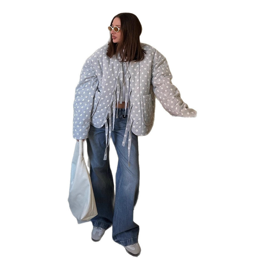 Damen Steppjacke mit großflächigen Punkten und lockerer Passform Drune