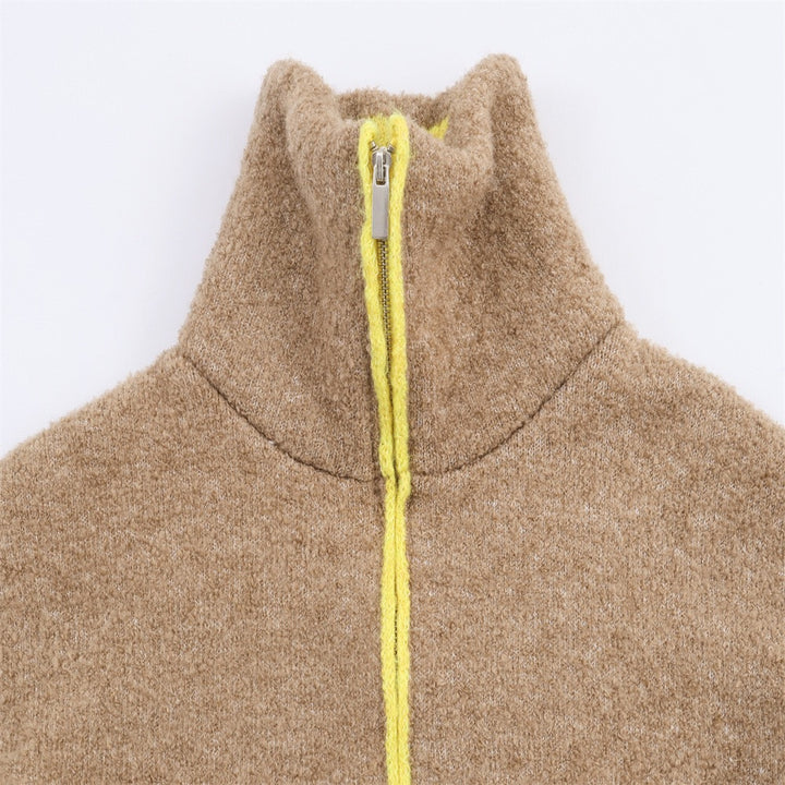Damen nan kurze Fleecejacke mit hohem Stehkragen, durchgehendem Reißverschluss und aufgesetzten Taschen Drune
