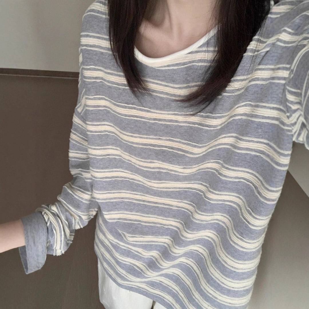 Damen lässiges Langarmshirt mit elegantem Lagenlook Drune