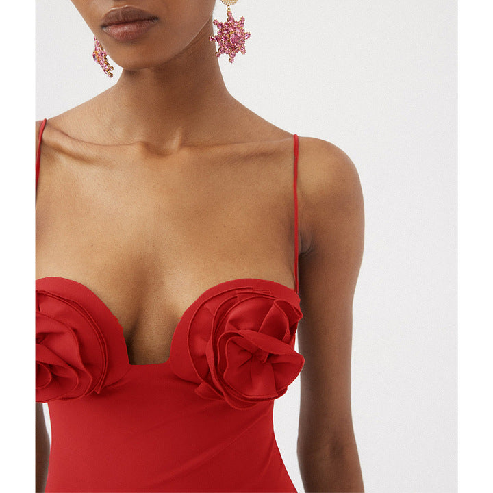 Damen Eleganter Rüschentop mit Blumenmotiven Drune