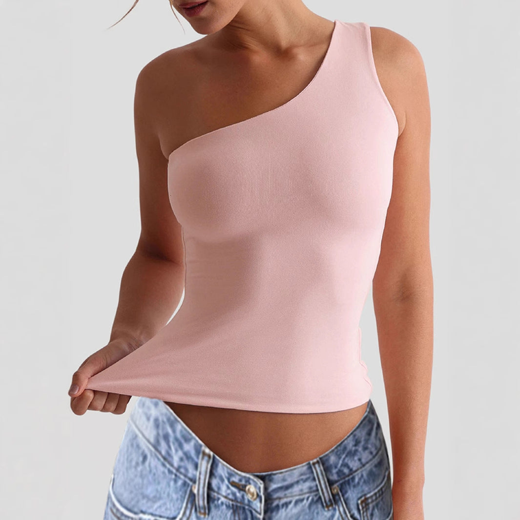 Damen asymmetrisches Trägershirt aus elastischem Material Drune