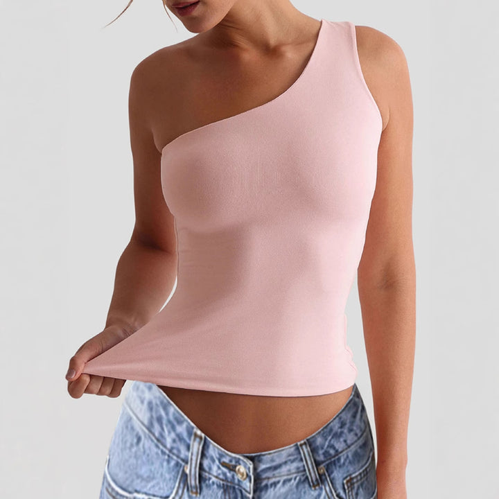 Damen asymmetrisches Trägershirt aus elastischem Material Drune