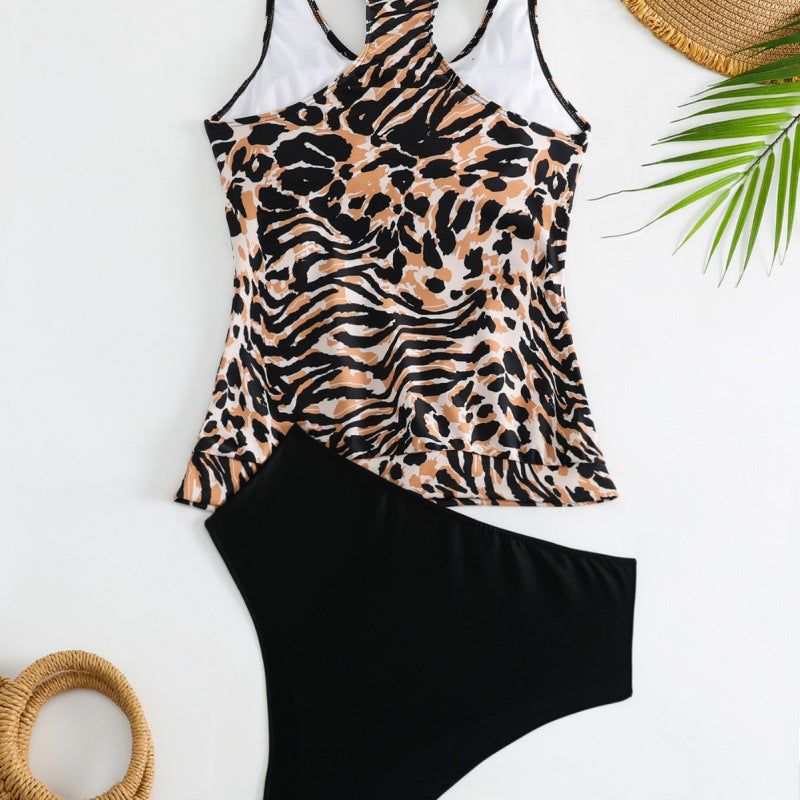 Damen Tankini-Set mit modischem Tiermuster und elastischem Hochbund Drune