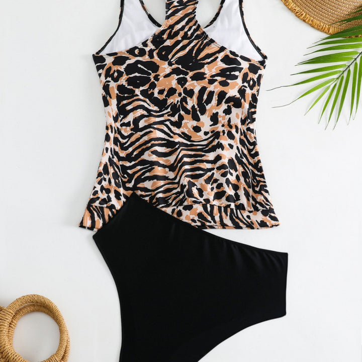 Damen Tankini-Set mit modischem Tiermuster und elastischem Hochbund Drune