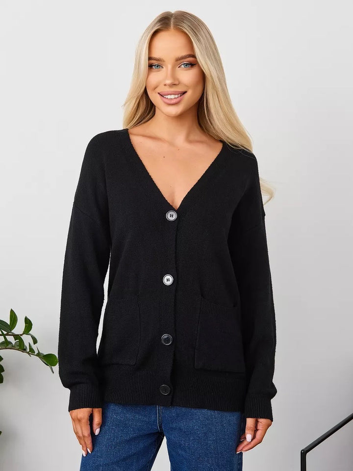 Damen Kuscheliger Cardigan mit V-Ausschnitt und praktischen Taschen Drune