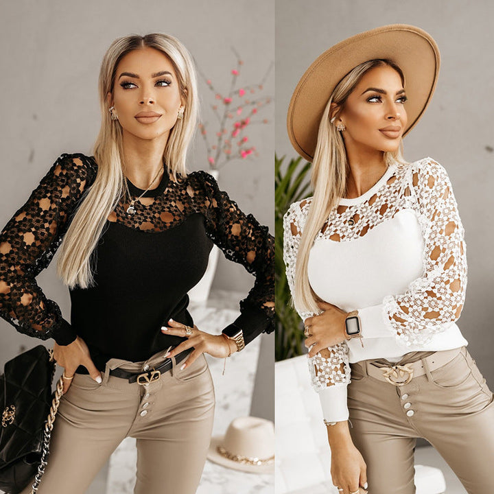 Damen Bluse mit eleganten Spitzenärmeln Drune
