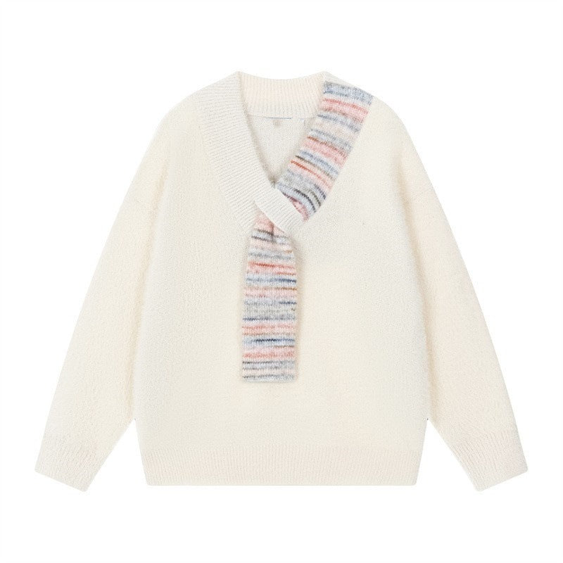 Damen Kuscheliger Pullover mit innovativem Schal-Detail Drune