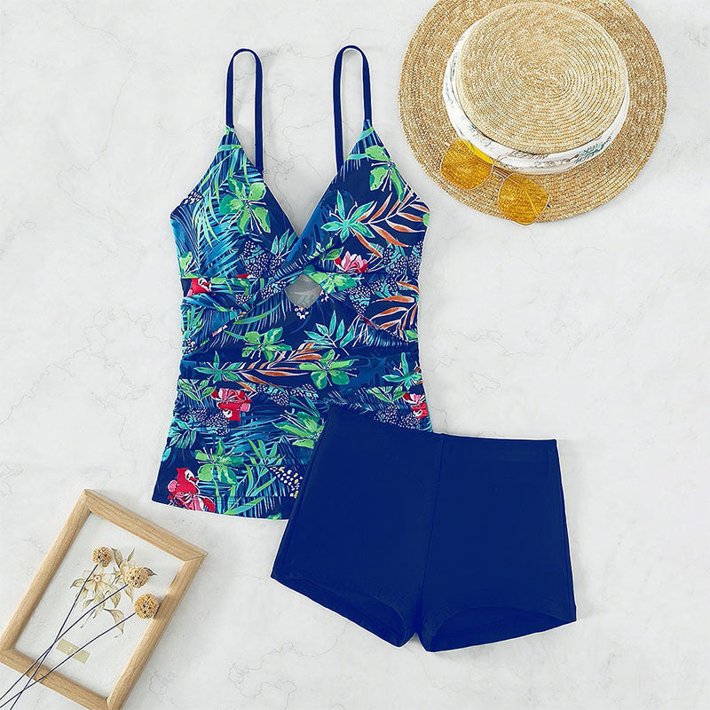 Damen Badeanzug-Set mit floralem Design und hohem Beinausschnitt Drune