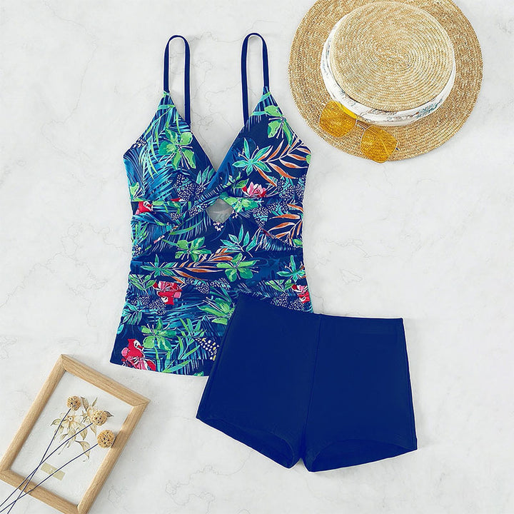 Damen Badeanzug-Set mit floralem Design und hohem Beinausschnitt Drune