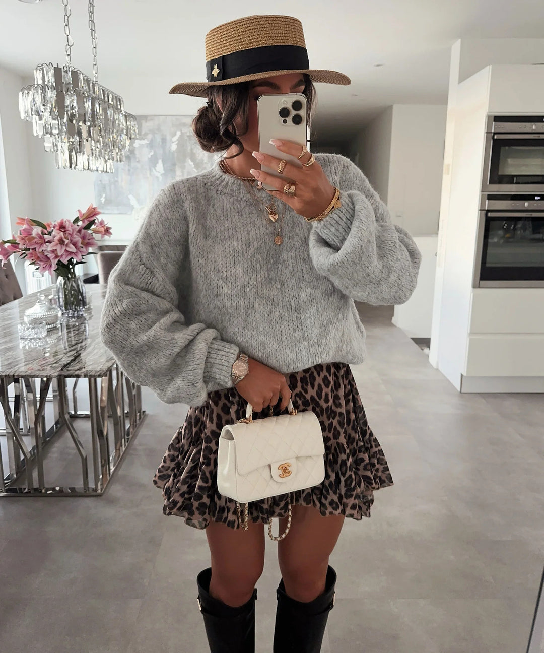 Damen Oversized-Strickpullover mit voluminösen Ärmeln und modernem Design Drune