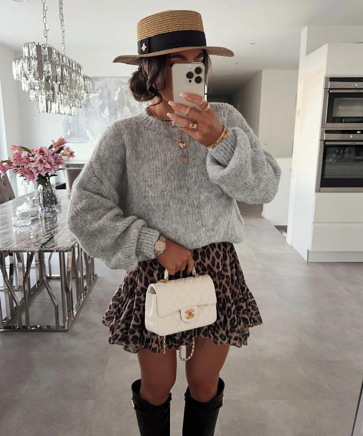 Damen Oversized-Strickpullover mit voluminösen Ärmeln und modernem Design Drune