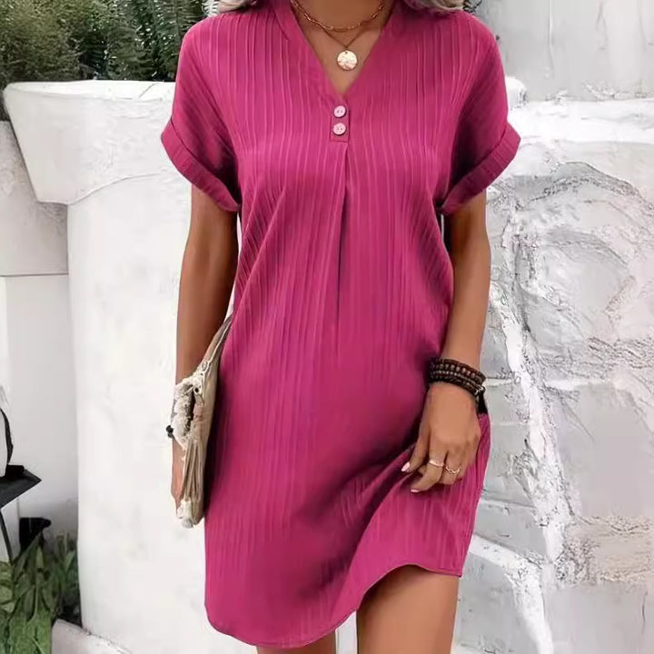 Damen lässiges Midi-Kleid mit Knopfdetails Drune