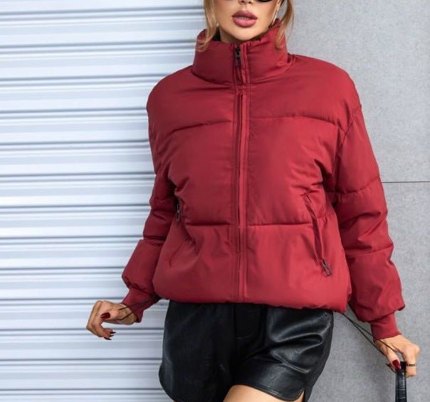 Damen gesteppte Winterjacke im sportlichen Design mit hohem Kragen Drune