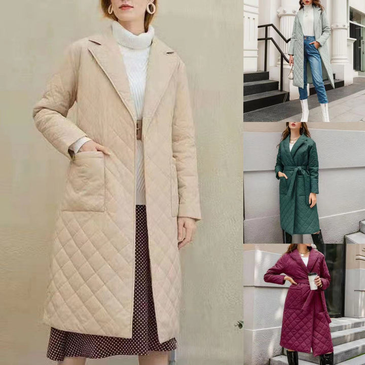 Damen gesteppter Wintermantel mit elegantem Gürtel Drune