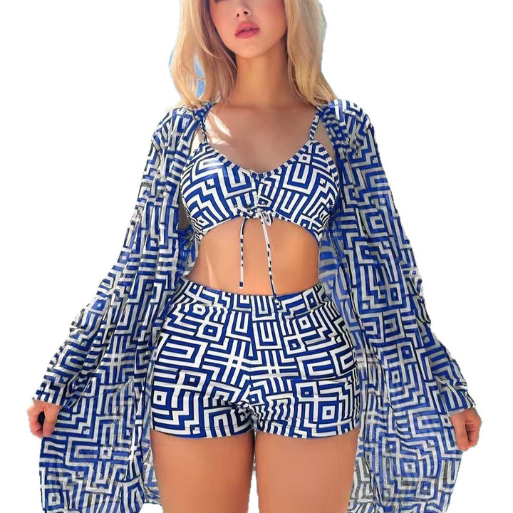 Damen Bade-Set mit modischem Kimono und lässigen Shorts Drune