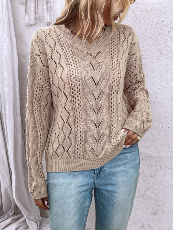 Damen Lässiger Strickpullover im Ajour-Design Drune