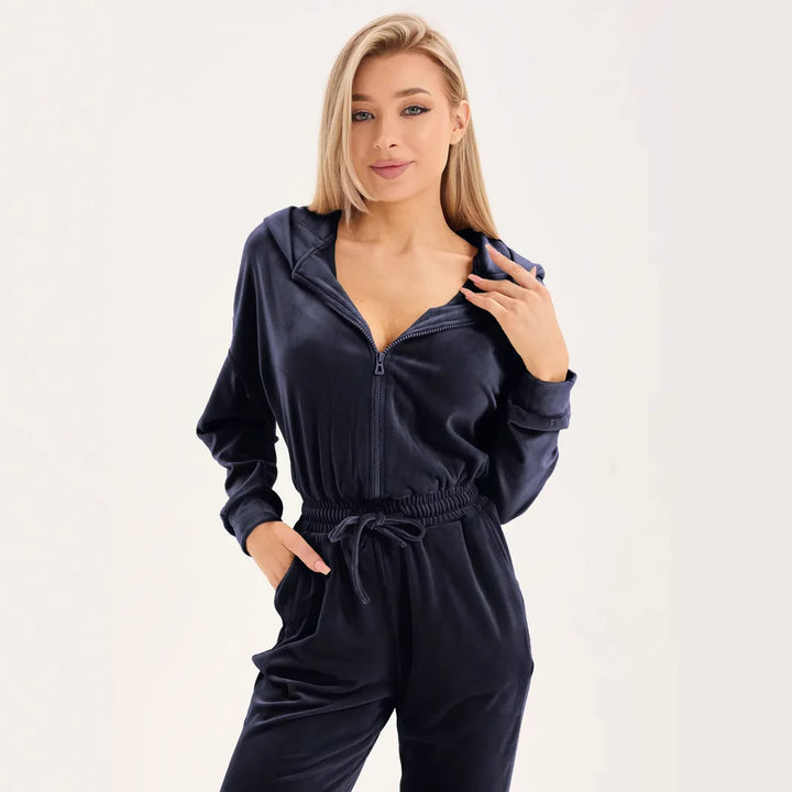 Damen Fleece-Jumpsuit mit praktischem Reißverschluss und elastischem Bund Drune