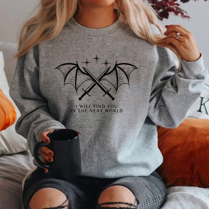 Damen Sweatshirt mit künstlerischem Grafikdesign und inspirierendem Schriftzug Drune