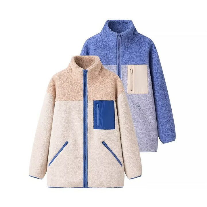 Damen kuschelige Fleecejacke mit hohem Kragen und praktischen Taschen Drune