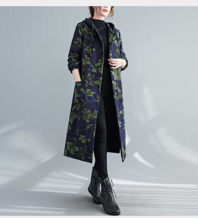 Drune | Steppmantel - Vintage-inspirierter Druck - Lange Wärme - Winterlage