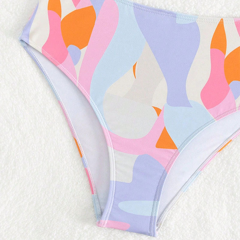 Damen Hoch geschnittenes Bikini-Set mit modischem V-Ausschnitt Drune