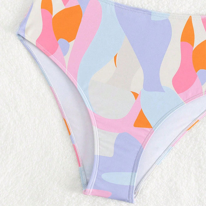 Damen Hoch geschnittenes Bikini-Set mit modischem V-Ausschnitt Drune