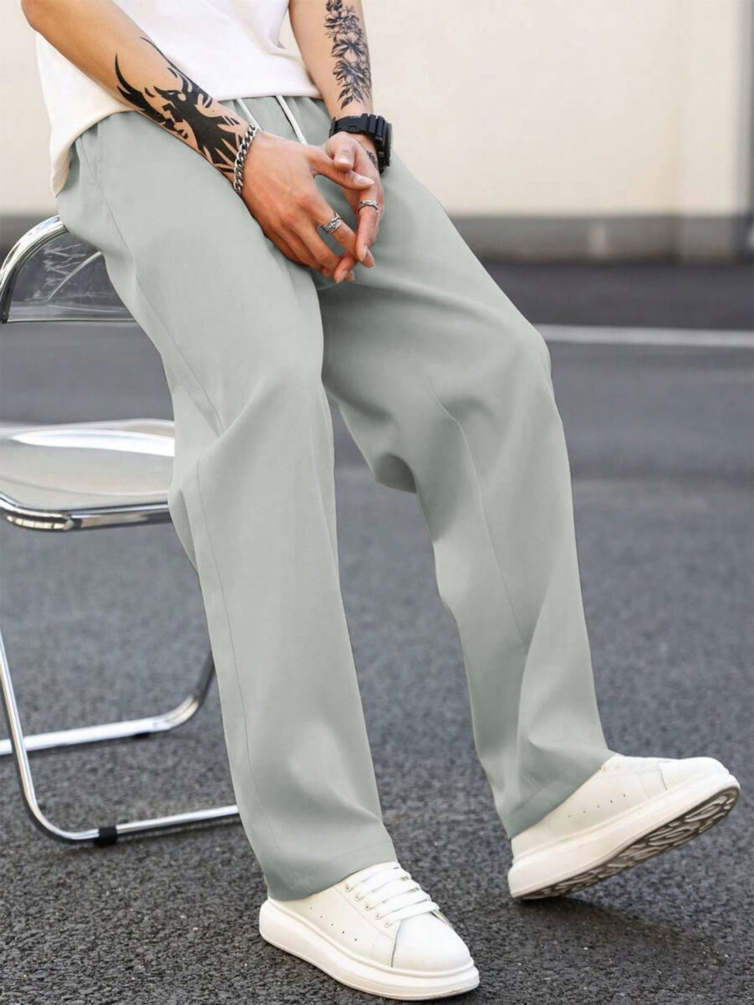 Herren modische Freizeithose mit weiter Passform und elastischem Bund Drune