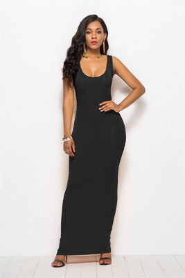 Damen Bodycon Maxikleid mit tiefem Ausschnitt und figurbetontem Schnitt Drune