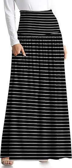 Damen Maxi-Rock mit elastischem Bund und Taschen Drune