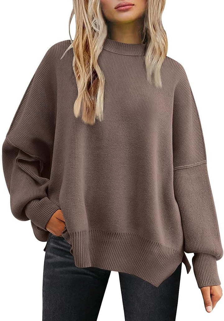 Damen Oversized Strickpullover mit breiten Ärmeln und strukturierter Oberfläche Drune