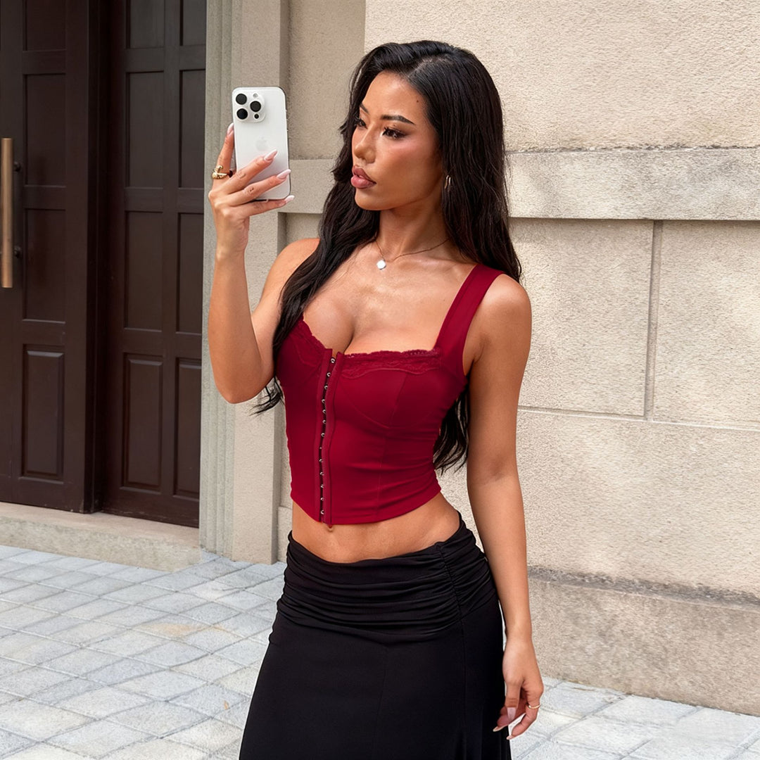 Damen Bustier-Oberteil mit Spitzenbesatz und taillierter Silhouette Drune