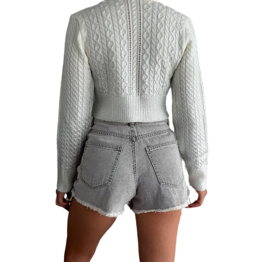 Damen eleganter Strickpullover mit schimmernden Details und modischer Struktur Drune