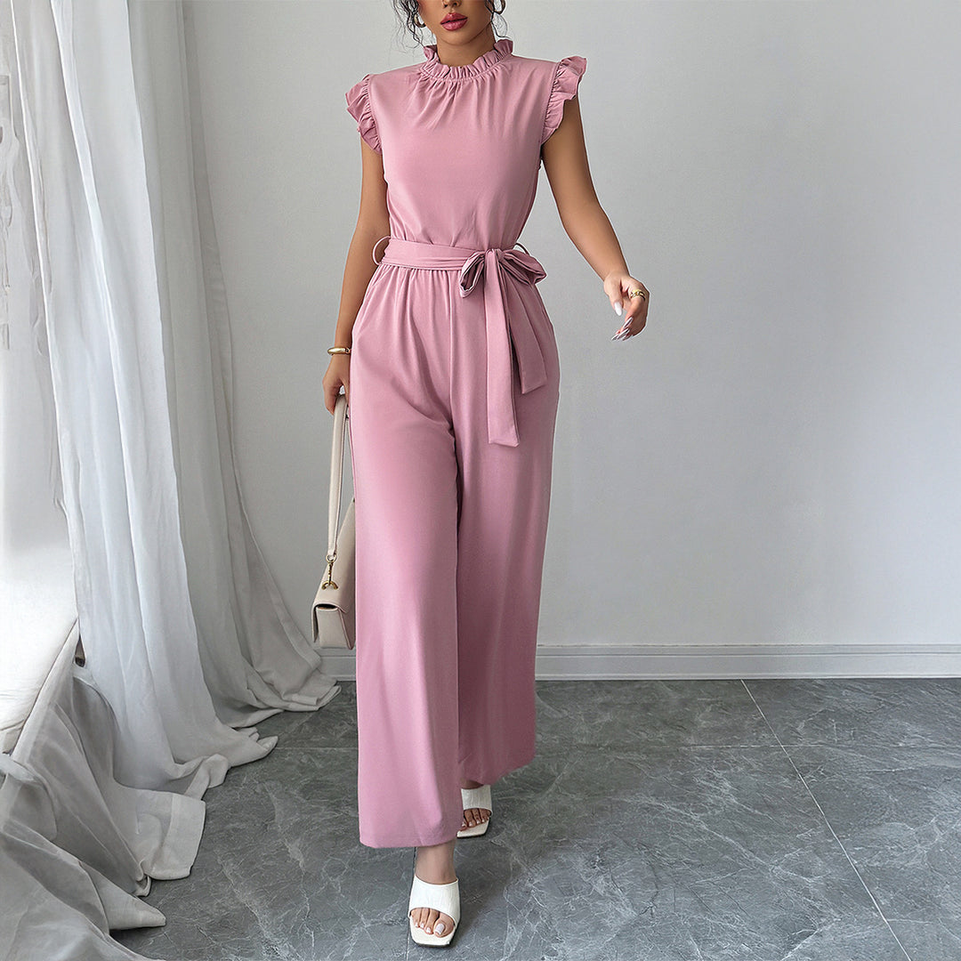 Damen Eleganter Jumpsuit mit Rüschendetails und Rückenausschnitt Drune
