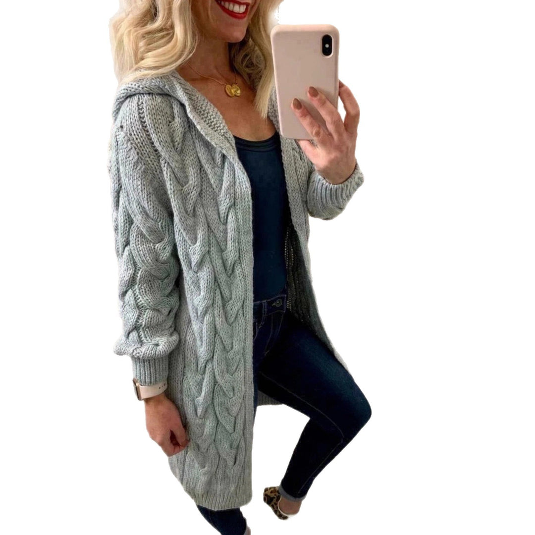Damen Strickjacke mit modischem Zopfmuster Drune