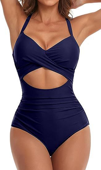 Damen Cut-Out Badeanzug mit Kreuzgurt Drune