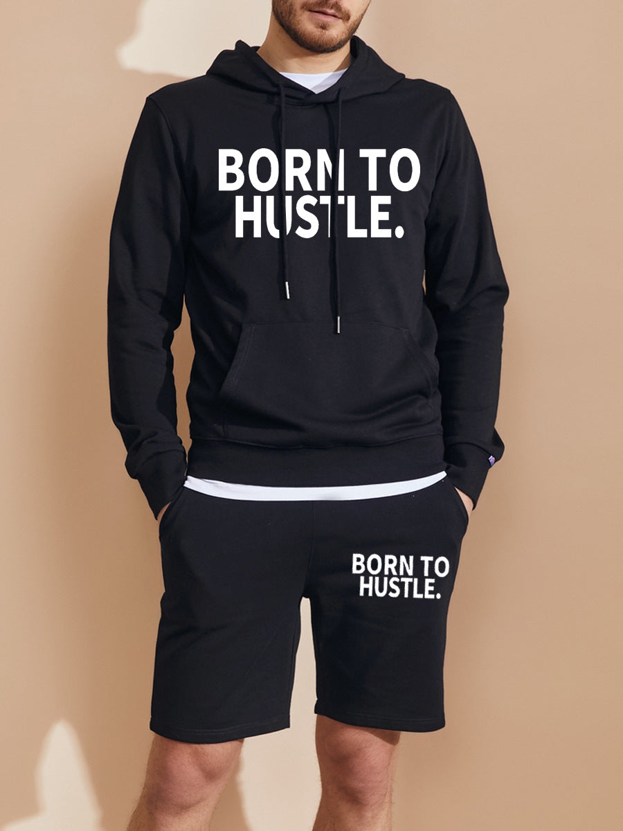 Damen Sportliches Hoodie und Shorts Set mit motivierendem Schriftzug Drune