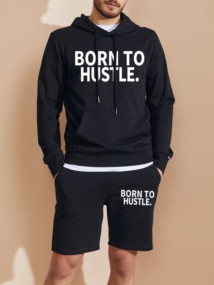 Damen Sportliches Hoodie und Shorts Set mit motivierendem Schriftzug Drune