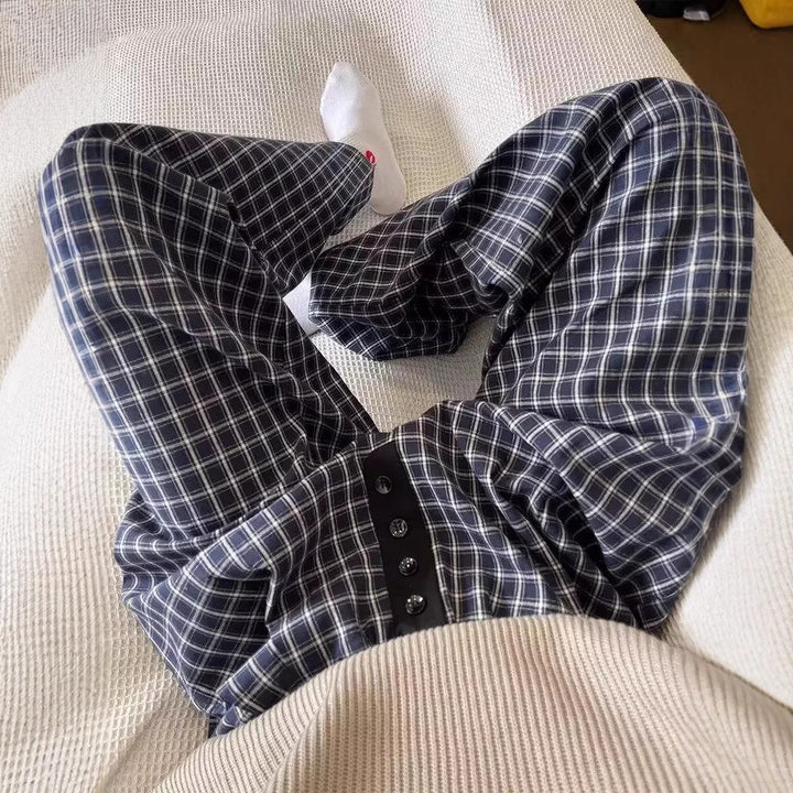 Damen Karottenhose aus weichem Material mit modischem Karo-Design Drune