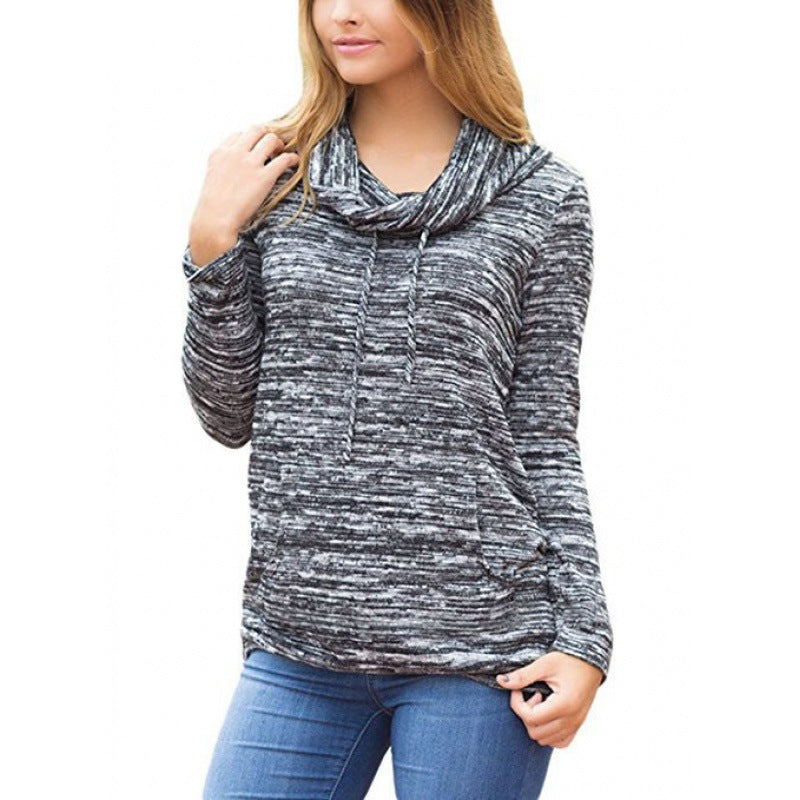 Damen lässiges Langarmshirt mit asymmetrischem Saum Drune