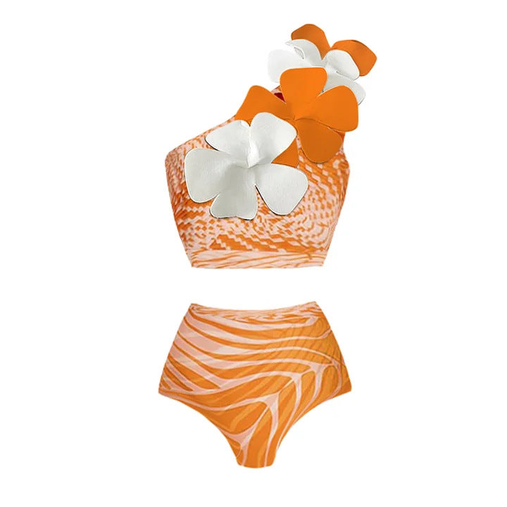 Damen Bikiniset mit asymmetrischem Oberteil und fließendem Maxirock Drune