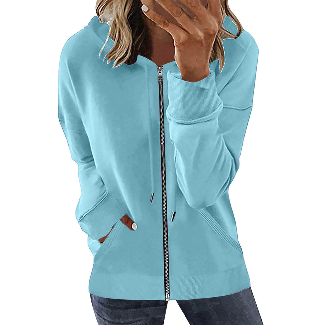 Damen nan Kapuzenjacke mit durchgehendem Reißverschluss, Kängurutaschen und elastischen Bündchen Drune