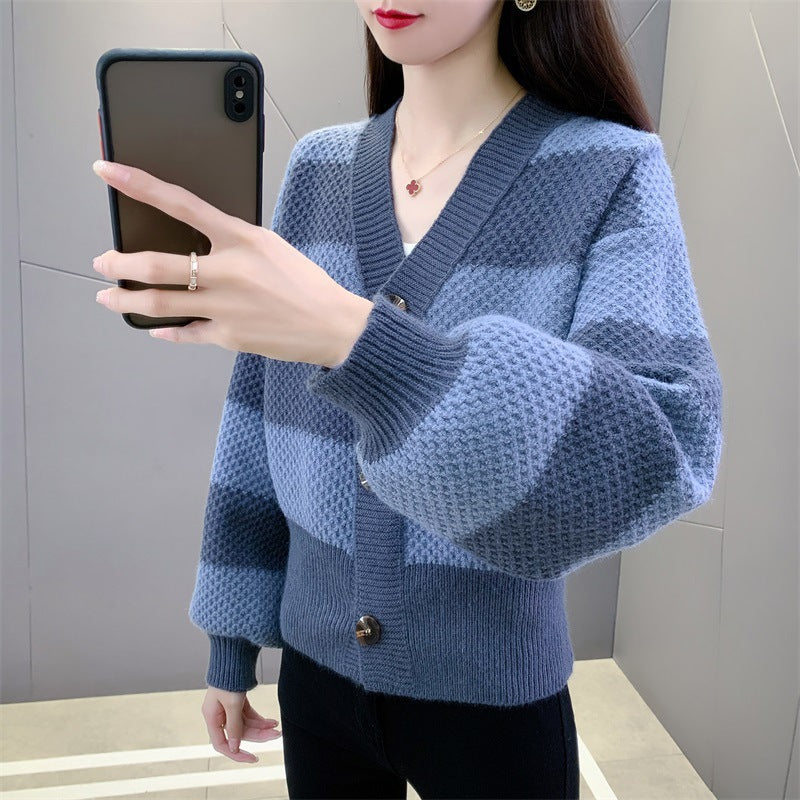 Damen Modische Strickjacke mit strukturiertem Design und knöpfbarem Ausschnitt Drune