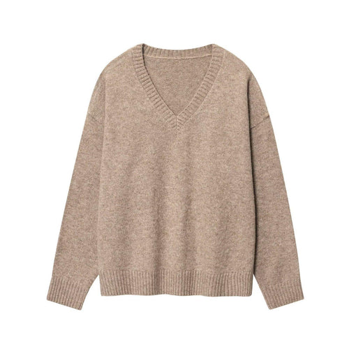 Damen Strickpullover mit V-Ausschnitt und weitem Schnitt Drune