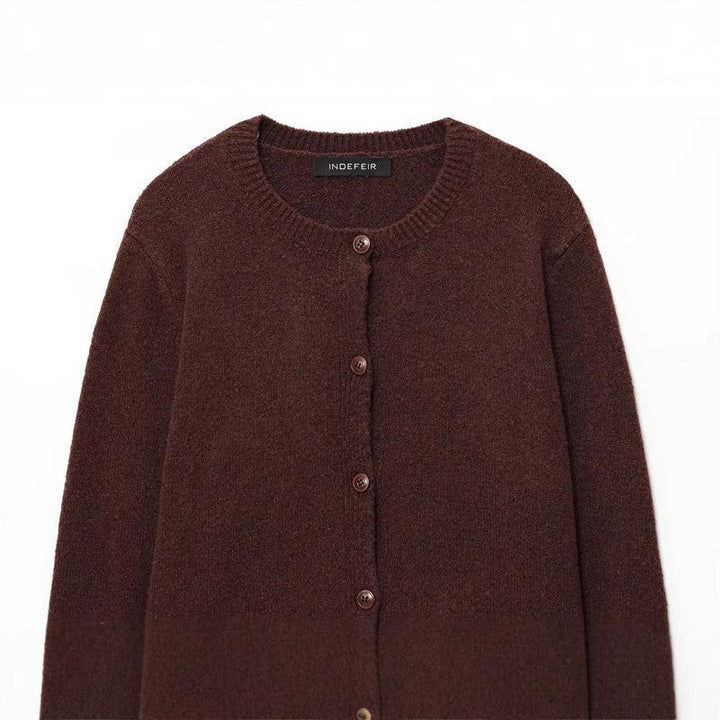 Damen kuschelige Strickjacke mit klassischen Knöpfen und Rundhalsausschnitt Drune