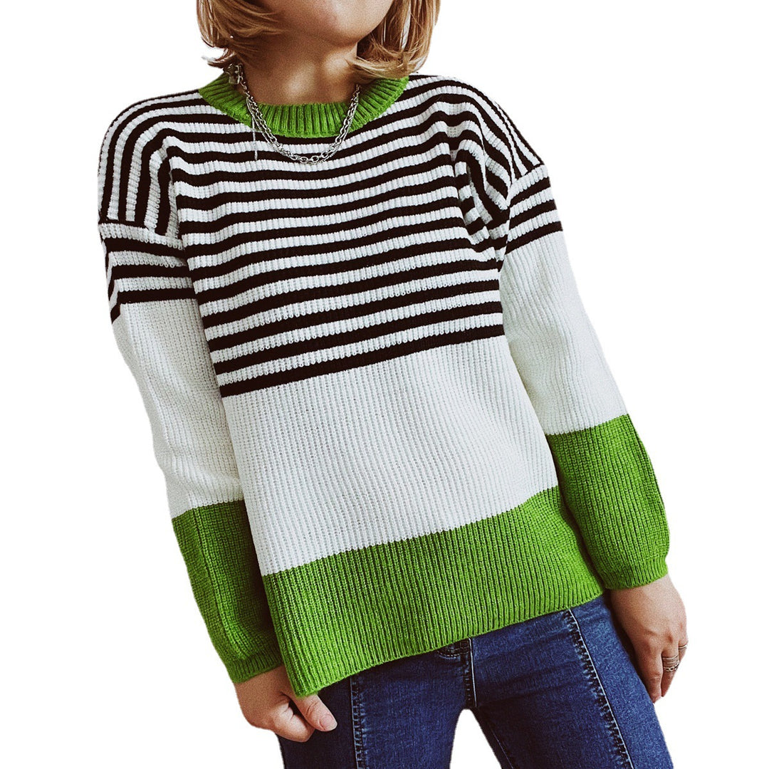 Damen trendy gestreifter Pullover mit modernen Akzenten und komfortablem Schnitt Drune
