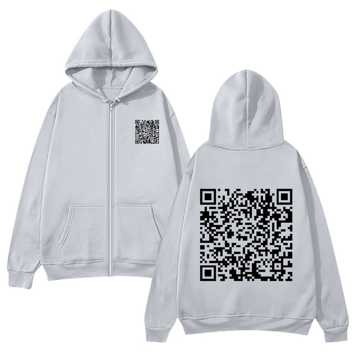 Damen Kapuzenjacke mit QR-Code-Design und weichem Fleece Drune