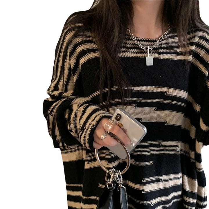 Damen Strickpullover mit elegantem Streifenmuster und lässigem Schnitt Drune