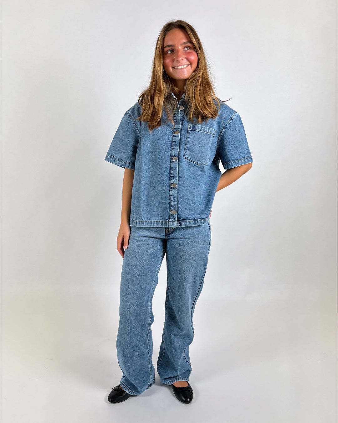Damen Denim-Hemdjacke im lässigen Oversized-Schnitt Drune