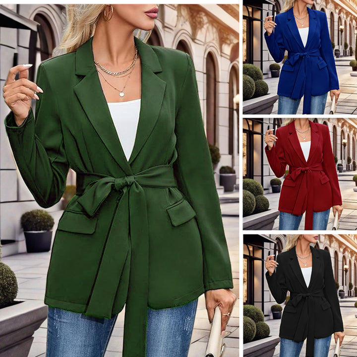Damen eleganter Blazer mit tailliertem Schnitt und Gürtel Drune